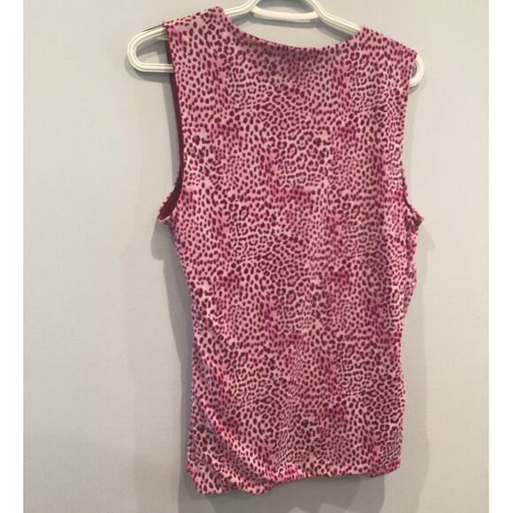INC Womens Sleeveless Top Size Large Leopard Print Pink Purple V-neck Shirt Y2K - Picture 6 of 8